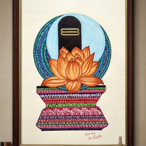 Framed Shiva Lingam Lotus Mandala Art